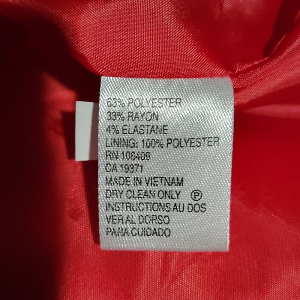 Tahari Arthur S. Levine Red Topper Jacket Coat Collarless Long Blazer Size 4 - Picture 8 of 15